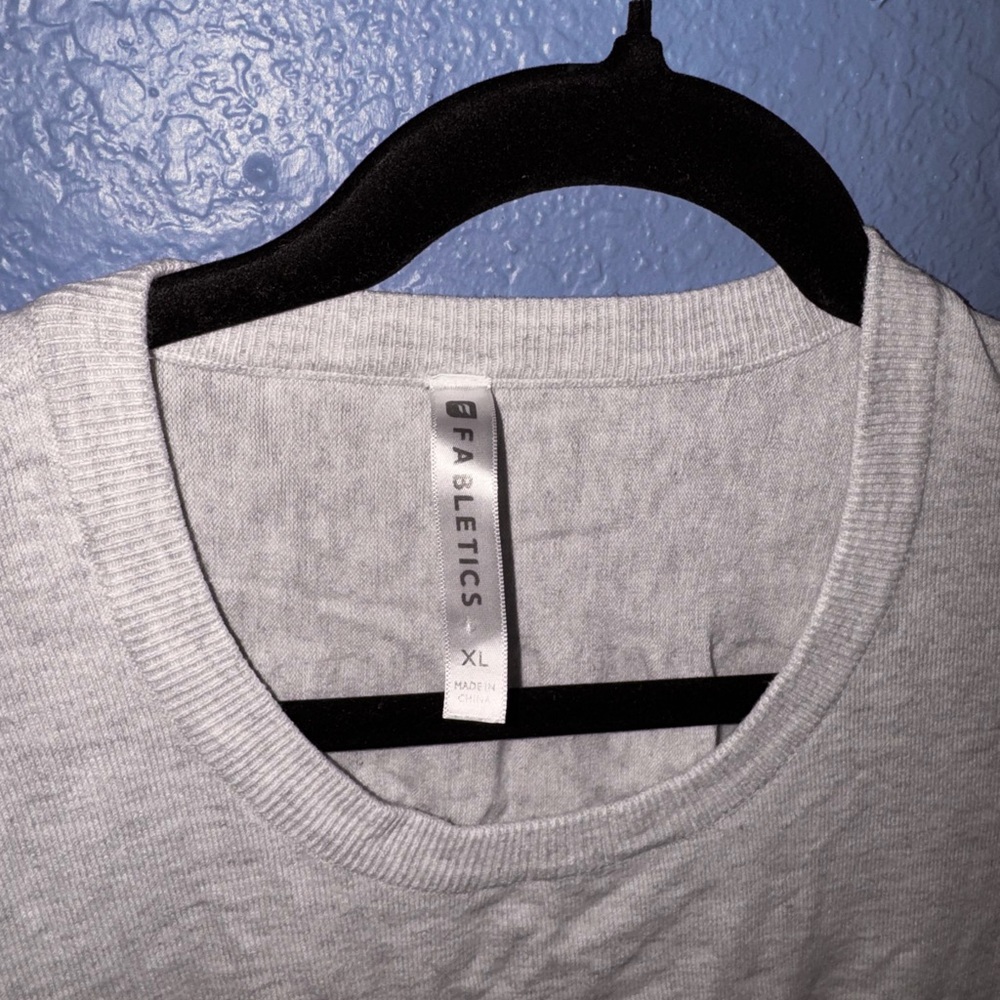 Fabletics Light Gray Crew Neck Top Open Back - image 3